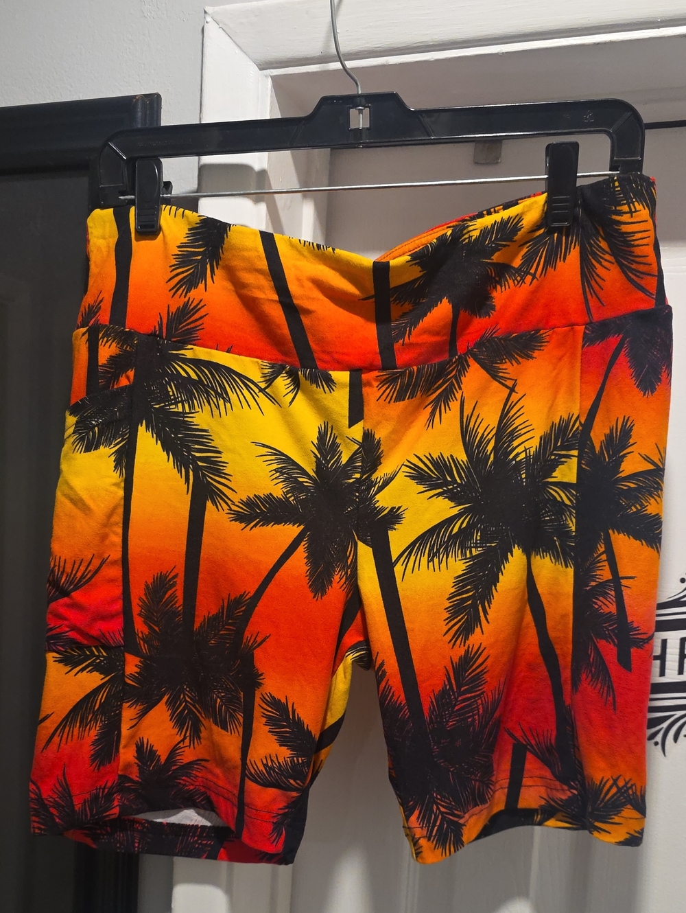 No Boundaries Palm Tree Sunset Shorts in Yellow and Orange